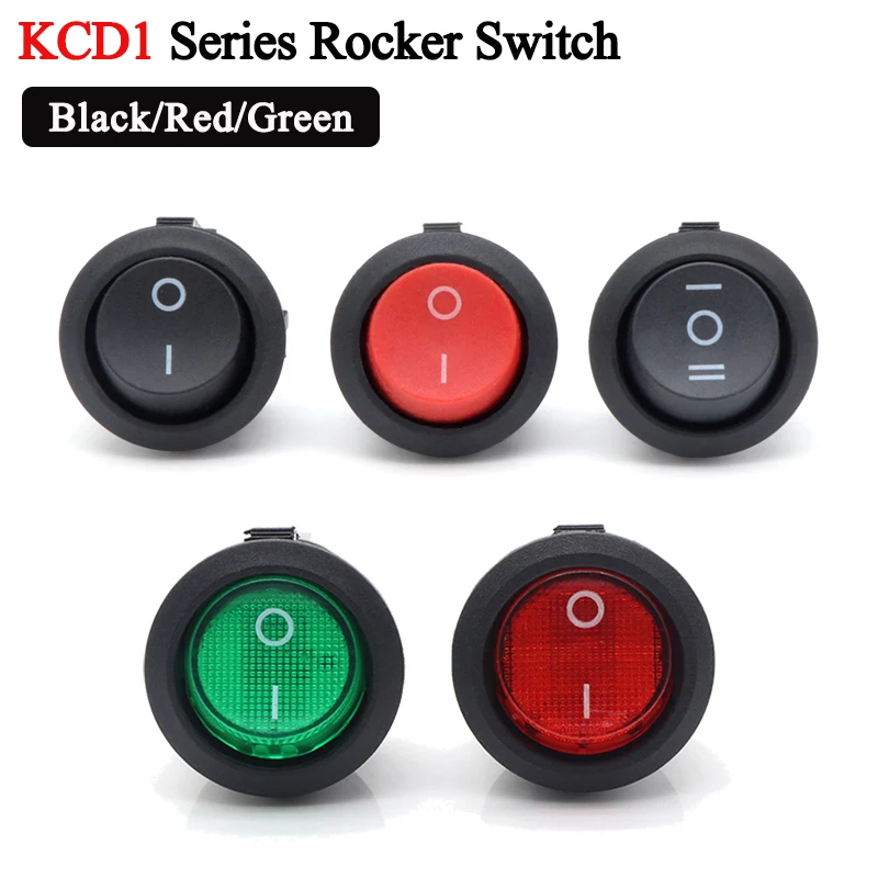 1/5pcs KCD1 Round Rocker Switch 2/3Pin ON-OFF-ON 2/3 Position 6A/250VAC 10A/125VAC SPST 23mm LED Car Push Button Switches