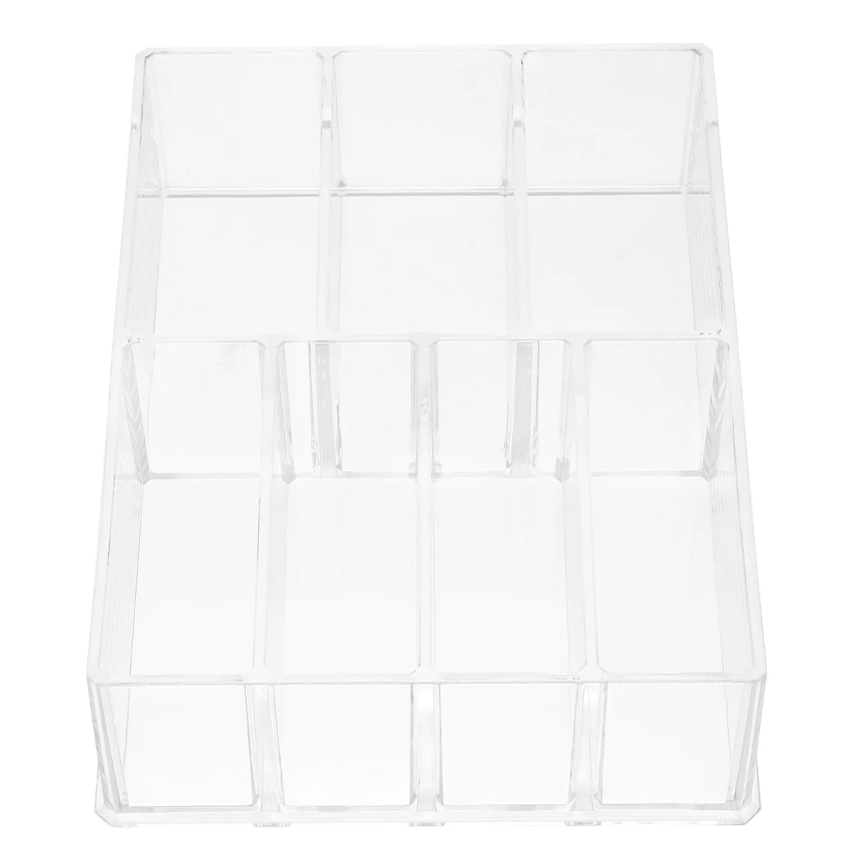 Caja de almacenamiento acrílica, organizador transparente, tablilla desmontable de 7 rejillas, estante multifuncional para sombra de ojos para el hogar