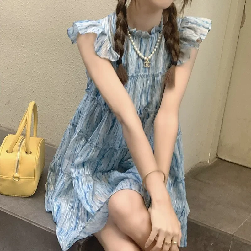 Nuovo vestito tinto da cravatta per le donne sexy casual allentato vestito estivo abito corto estate coreano sottile Y2K mini boho abito elegante abito vintage