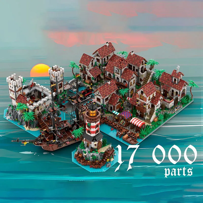 Briques de Construction modèle de Forteresse Pirate Moc, blocs de technologie modulaires ultimes du porto des Pirates, jouet de noël à monter soi-même, cadeaux de Construction