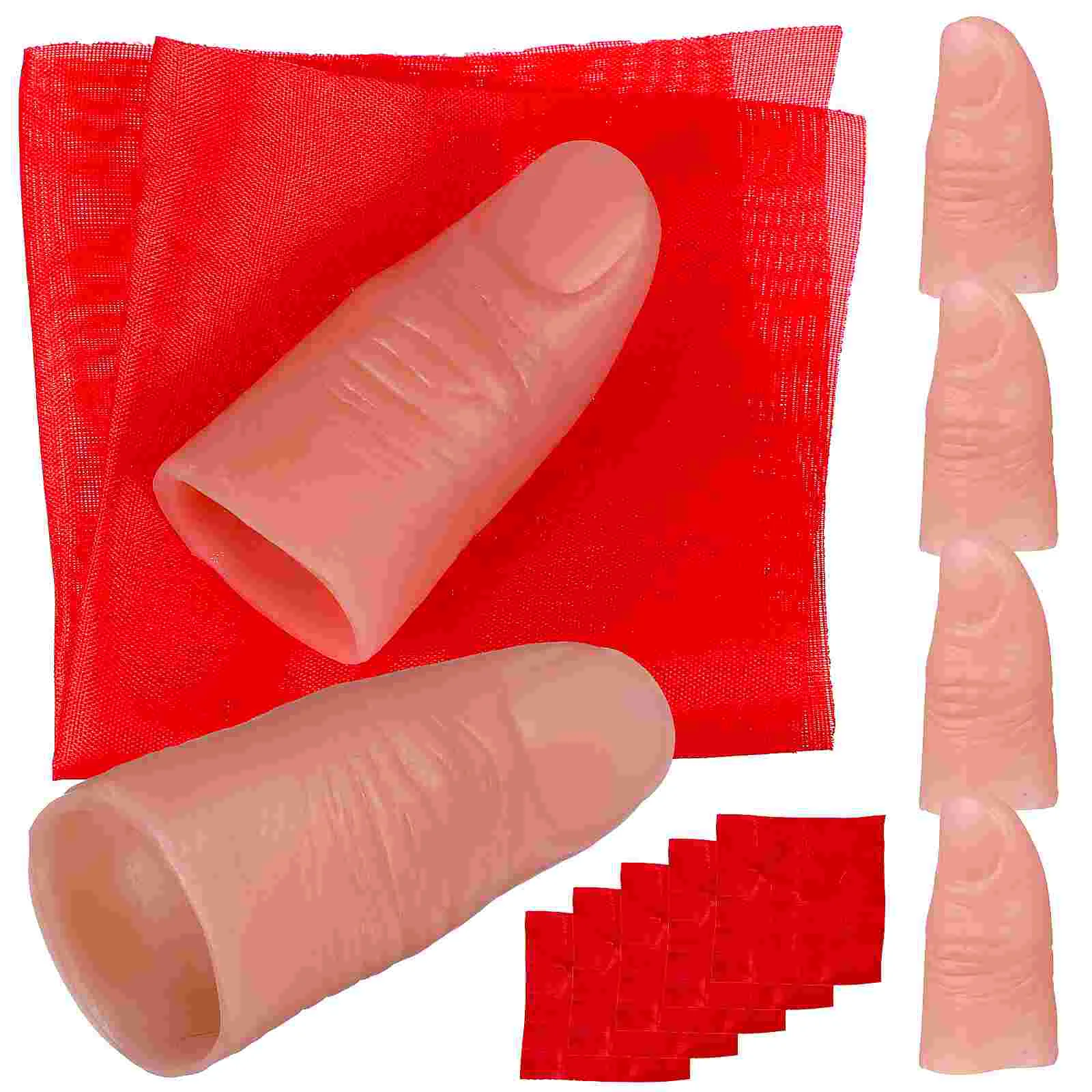 6 Sets Fingertip (6pcs) Trick Props Sleeve Fake Cots Conjure Tricks Aldult False Thumb Magician Silk Scarves