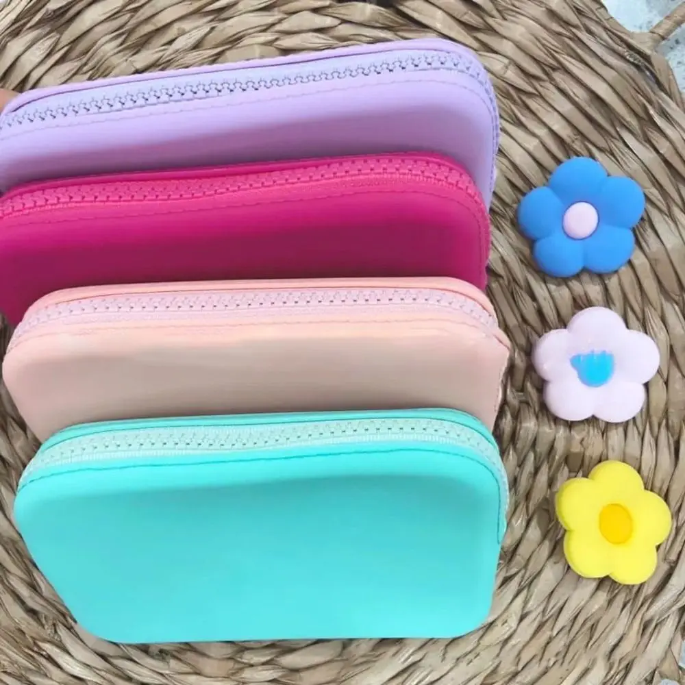 Waterproof Silicone Coin Purse Large Capacity EVA Storage Bag Solid Color Beach bag Pendant Cute Bogg Storage Bags