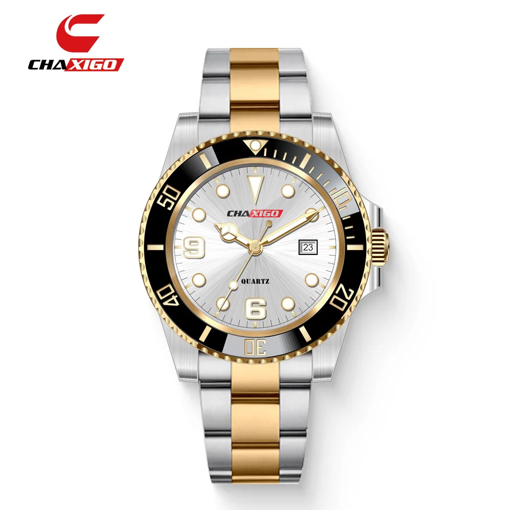 CHAXIGO marque montre Lao lumineux Lux bracelet en acier montre hommes Quartz Wa tch