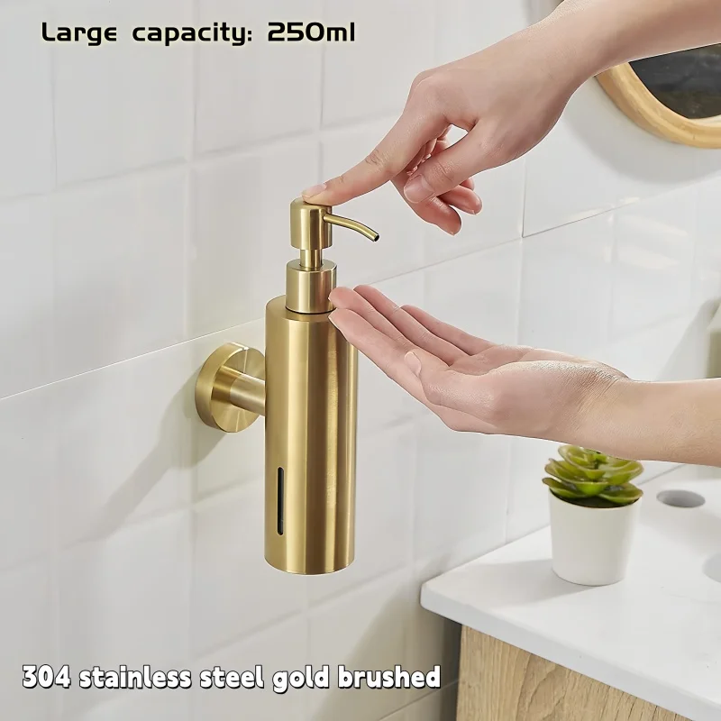 

304 Stainless Steel Hand Soap Bottle Gold Brushed Black Square Round Hand Soap Dispenser, Shower Gel, Lotion Press Pump Bottle