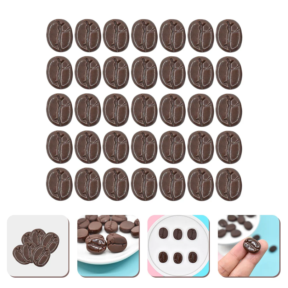 

100Pcs Realistic Coffee Bean DIY Materials Mini Adorns for Phone Shell Decoration Creative Craft Supplies Resin Coffee Decor
