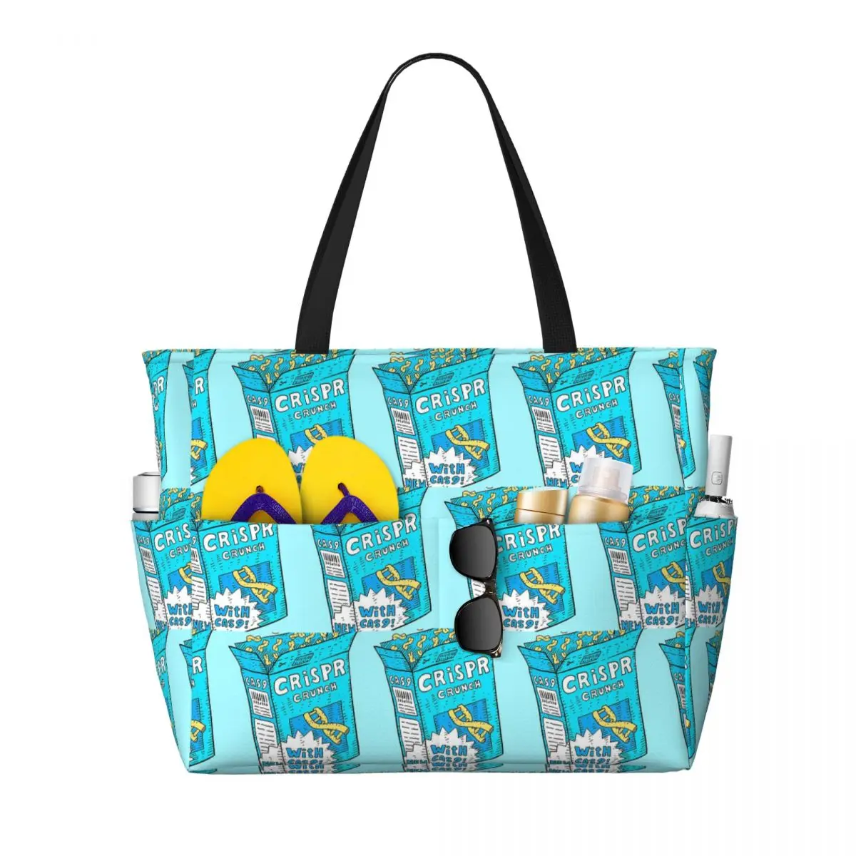 

Crispr Cas9 Gene Editing Science Cereal Dna Beach Tote Bag Sport Gym Yoga Duffle Large Tote Bag Women Travel Bag Fitness bag