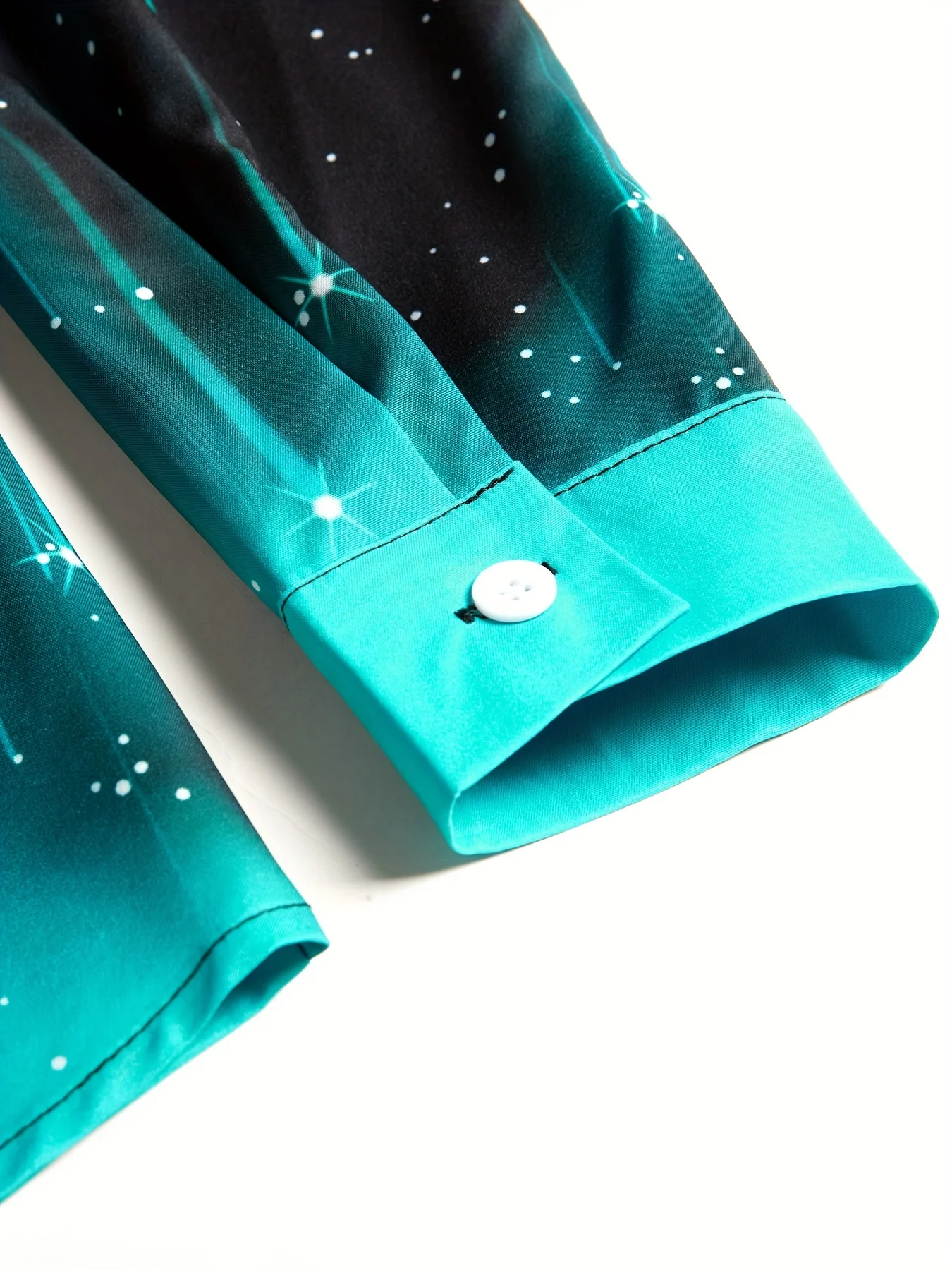 Colorful starry sky print button front shirt, casual long sleeve lapel shirt, women's clothing