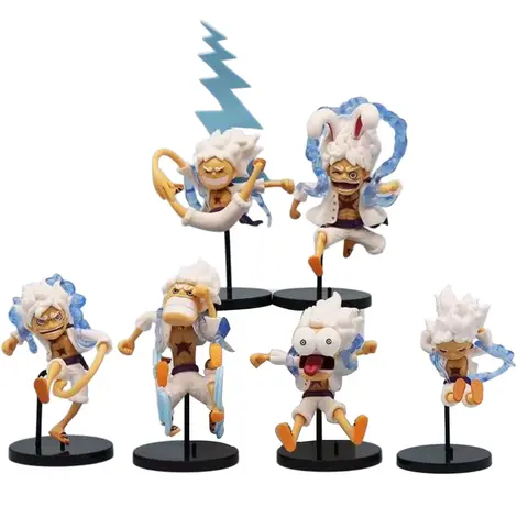 2026 Hot 1-6 Pz/set One Piece Anime Figura Rufy Nika Gear 6 Multiforma Figura Sole Dio Rufy Pvc Modello di Bambola Collezione Giocattolo Regali