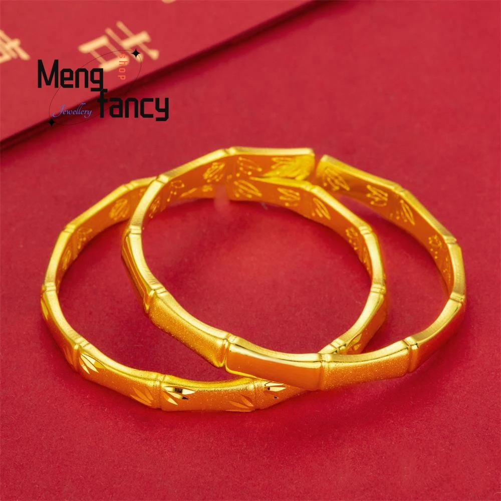 Vietnam Sand Gold 24K Bamboo Bangle Fashion Luxury Charms Fine Jewelry Sets Women Designer Bracelet Customized Holiday Gifts