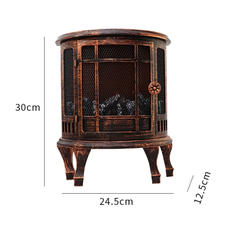 Mini kominek LED Vintage dekoracyjna latarnia wewnętrzny stół zewnętrzny salon jesienna dekoracja z USB/zasilaniem bateryjnym