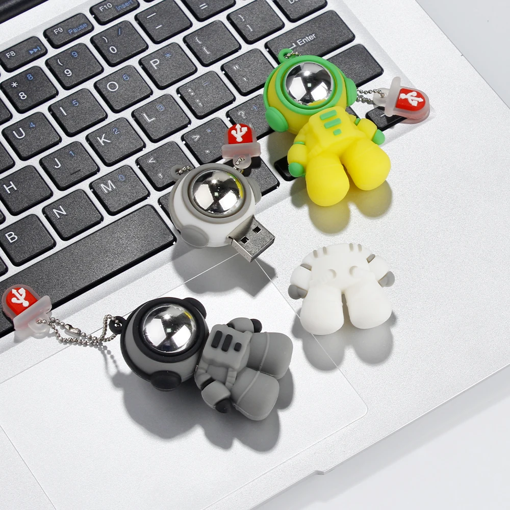 Cute Cartoon USB 2.0 128GB Flash Drive Creative Gift for Kids Memory Stick U Disk Free Key Chain Astronaut Pen Drive 32GB 64GB