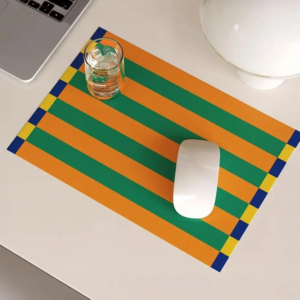 Flexible Placemat Roll-up Smooth Edge Placemat Colorful Striped Placemat Set Rectangular Artificial Leather Table for Home