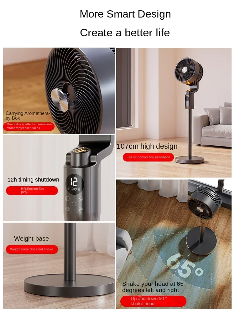 Ventilador de circulación de aire para el hogar, control remoto inteligente, soporte oscilante silencioso, nuevo modelo 2024