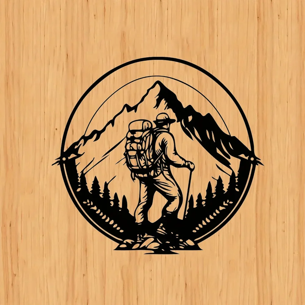 CIFBUY Mountain Climber Metal Wall Art Round Climbing Sign Iron Hanging Sculpture Indoor Outdoor Home Gym Decor Unique Gift