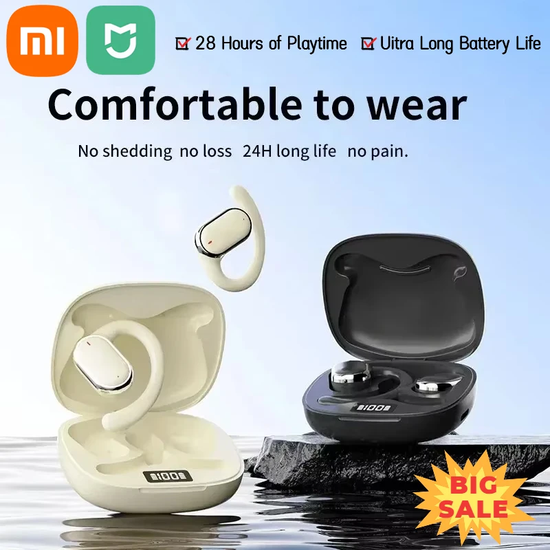 Xiaomi Mijia 2024 New TWS Wireless Earphones with Bluetooth 5 Play Back Sport Earbuds with LED Display Earhooks and Built-in Mic