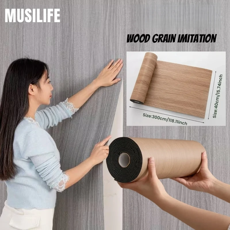 

Extra Thick Retro Wood Grain Self-Adhesive Wallpapers PVC Peel and Stick Waterproof Wall Stickers Bedroom Living Room Decor Film