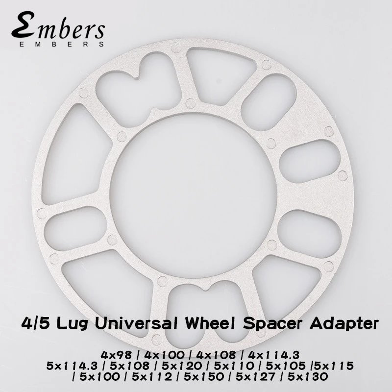 Aluminum Alloy Wheel Spacers 3mm 5mm 6mm 8mm 10mm Gasket Tire Hub Adapters For 4x100 5x100 5x108 5x112 5x114.3 5x120 (2 pieces)