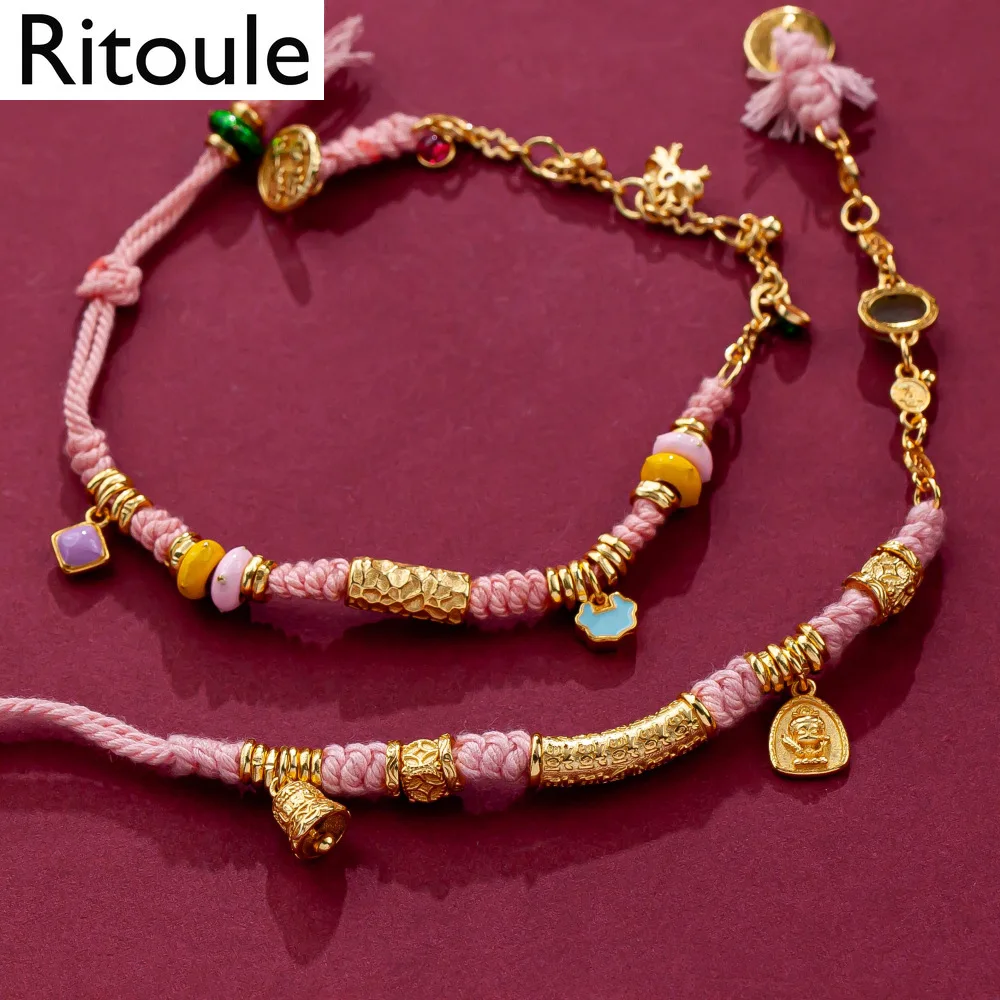 2pcssand gold hammer gold ring spacer running ring DIY accessories bracelet bracelet entanglement bracelet accessories