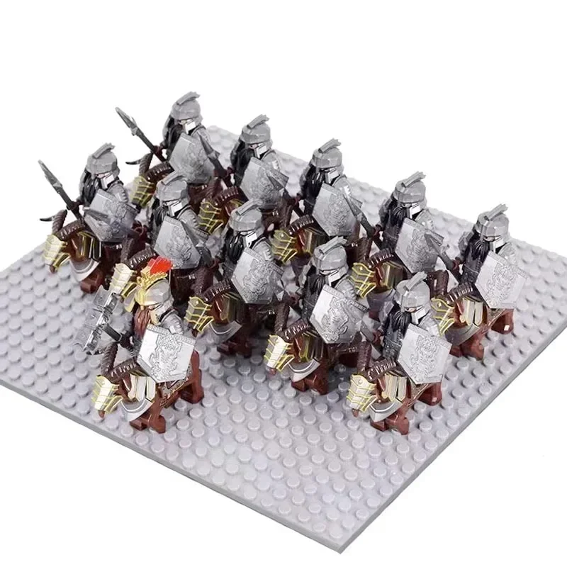 New Medieval lotr Half Orcs Soldier Knight VS Uruk-hai Azog War Wolfs Figures Mini Dwarfs Goats Building Bricks Blocks kid toy