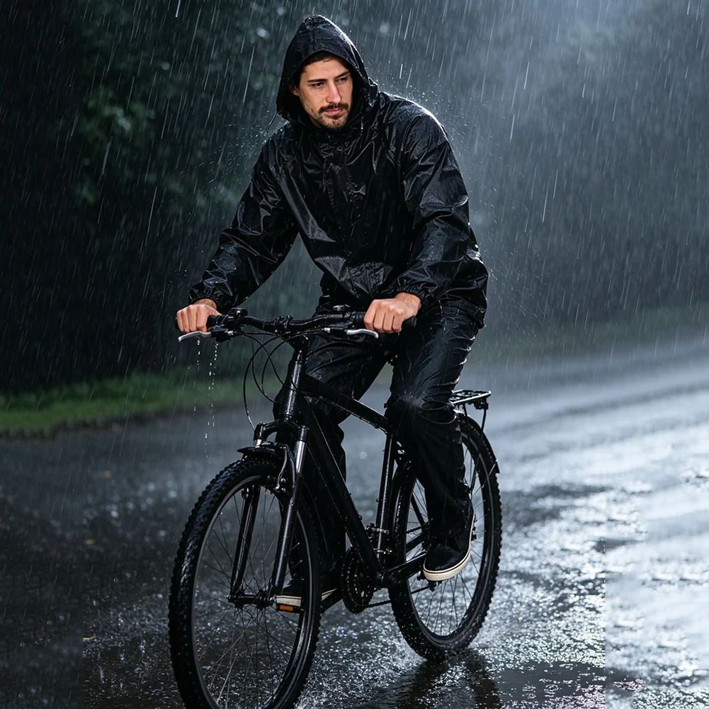 Rainsuit With Jacket Pants Waterproof Windproof Raincoat Suit For Adults Teens 5