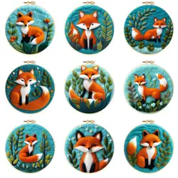 SDOYUNO Fox Pattern DIY Wool Embroidery Kit Handmade Felt With Picture Wool Stitch Picture Kit Craft For Mom Friends Gift