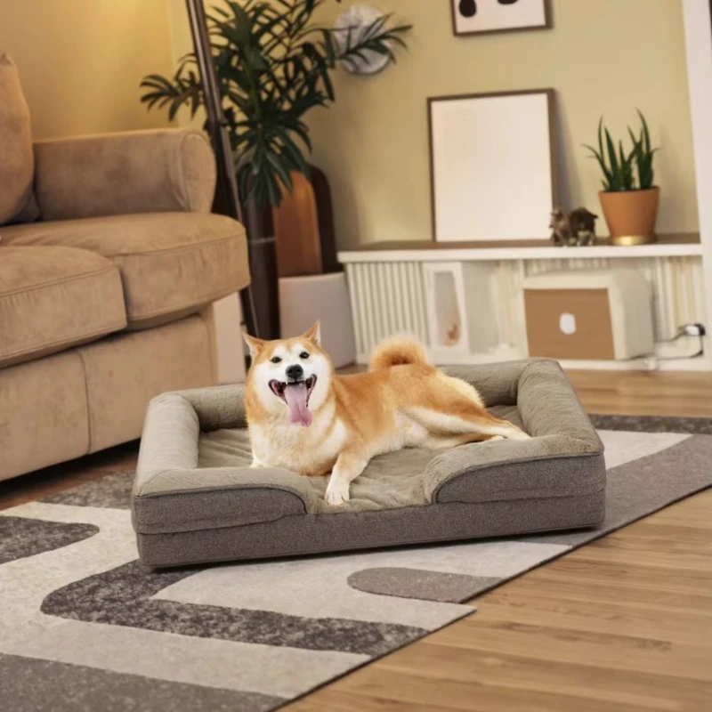 

Orthopedic Dog Bed for Large Dogs Eco-Friendly Waterproof Lining Egg-Crate Foam Removable Washable Cover Bottom Supportive Box