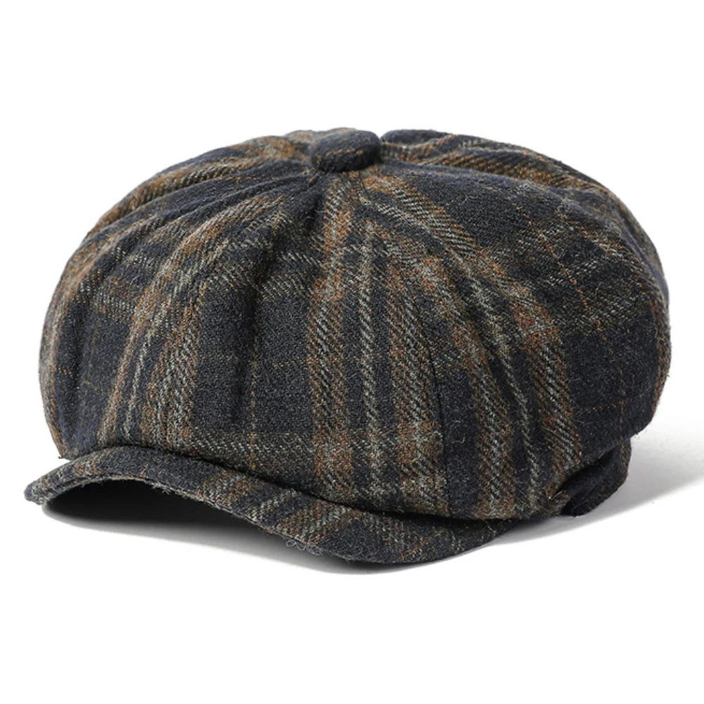 Boinas MZ4236 para hombres y mujeres, boina de lana Vintage de artista pintor, gorra plana de hiedra octogonal, boina de Otoño Invierno para hombre y mujer