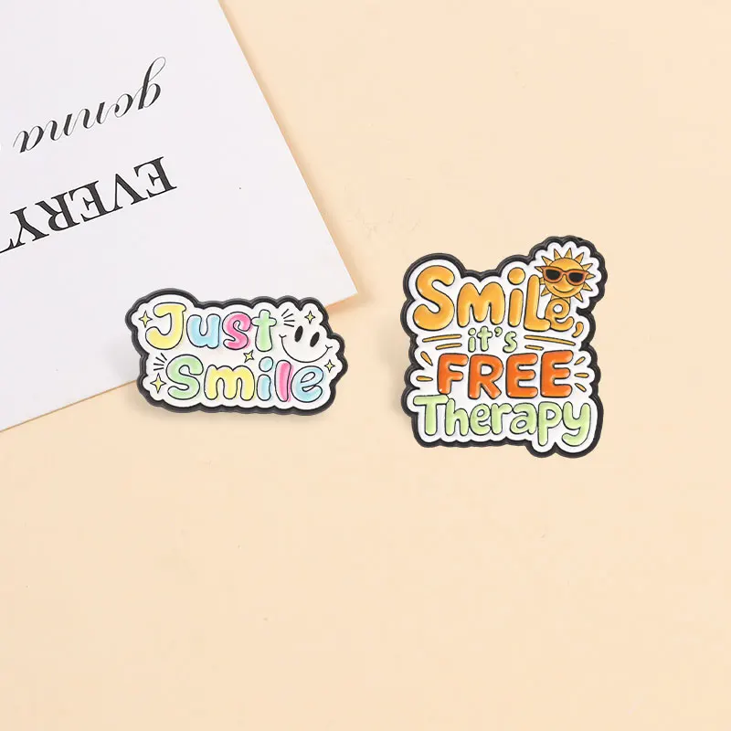 Mental Health Badges Smile It's Free Therapy Enamel Pins Amoxi Chillin Capsule Propranolol Anxiety Pill Brooch Accessory Gift