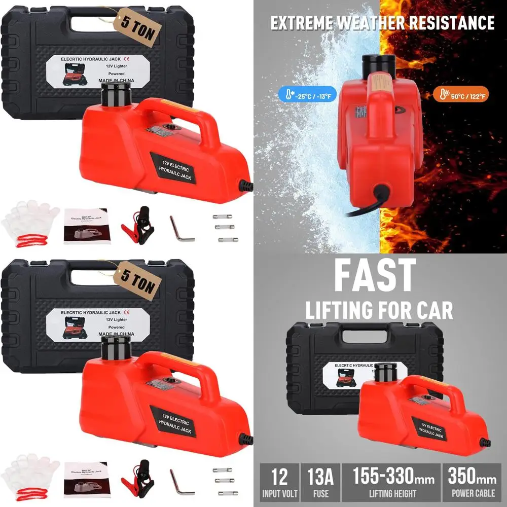 

12V 5 Ton Hydraulic Car Jack for SUVs, Sedans, and Trucks - 6.1-17.7 Lift for Tire Changes