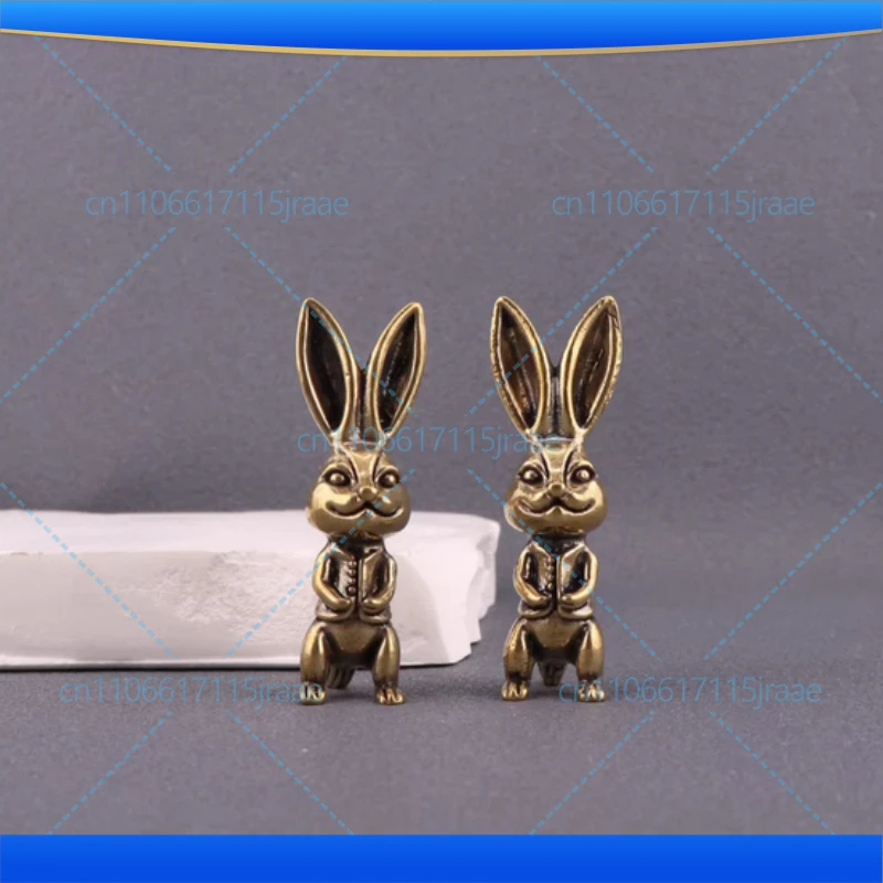 Vintage Brass Rabbit Statue with Long Ears, Rabbit Figurine, Desktop Decor, Creative Tea Pet Ornament, Home Office Gift Idea​