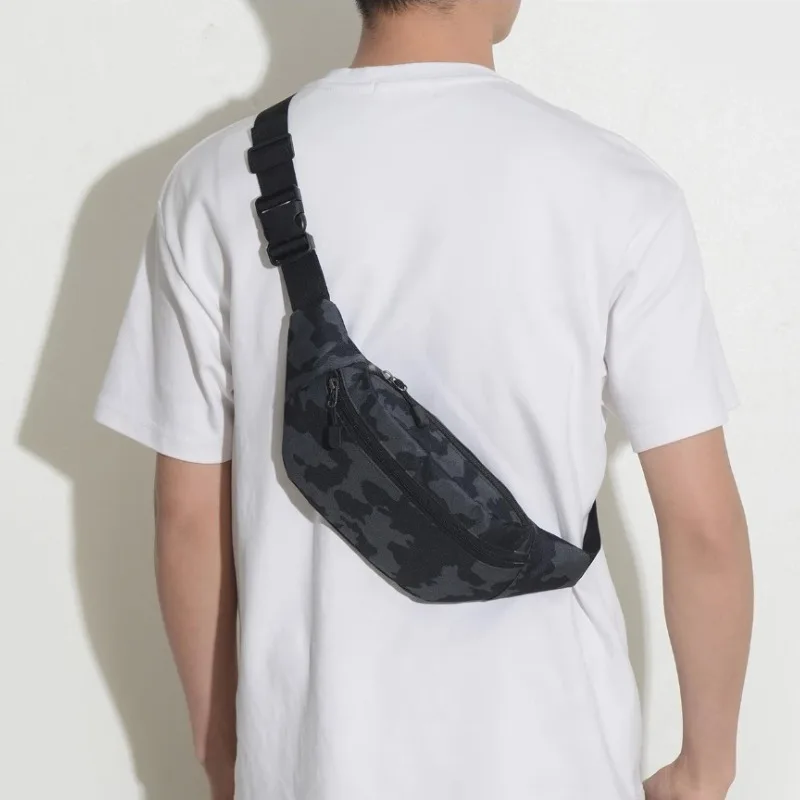 Riñonera cruzada para hombre, paquete de pecho multifuncional impermeable para Fitness con tres bolsillos, bolso de hombro de tela de nailon a la moda