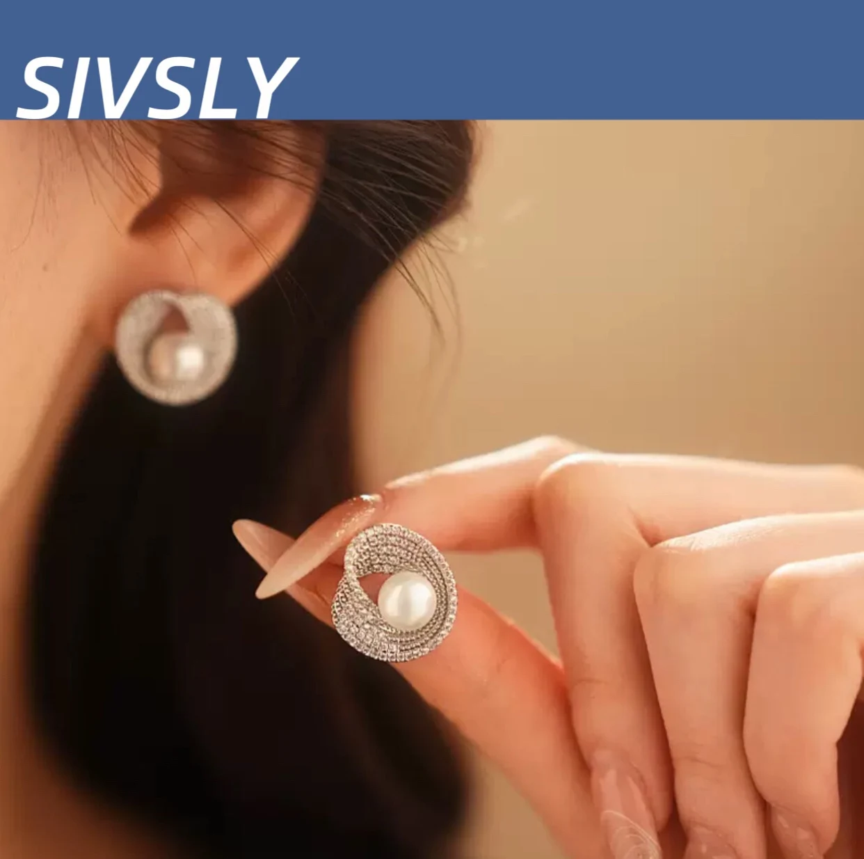 

French Zircon Pearl Earrings, Popular Model, Luxurious Design, Irregular Shape Earrings, Elegant and High-End, Simple Design