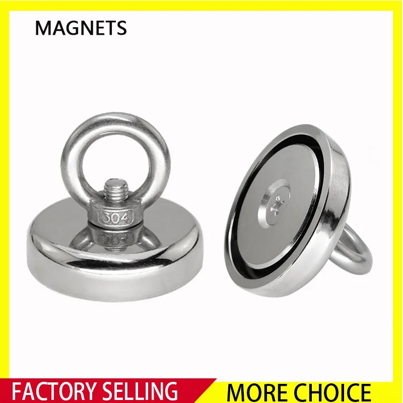 Super Strong Neodymium Fishing Magnets  Rare Earth Magnet with Countersunk Hole Eyebolt for Salvage Magnetic Fishing