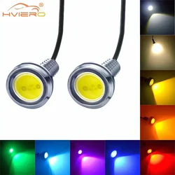 Feux de jour de voiture Eagle Eyes, coque argentée, feux de stationnement de recul, lampe automobile, plusieurs couleurs, LED, 12V, 23mm, 2 pièces