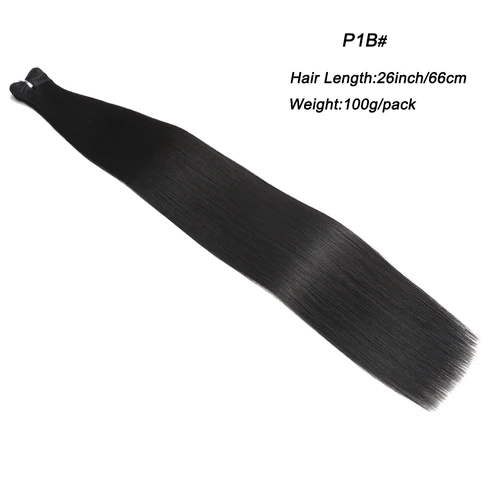 Imagen 2 del producto Extensiones de Cabello Sintético de 26 Pulgadas, 100g, Cabello Liso, Color Ombre Marrón Oscuro, Fibra Resistente al Calor, Cabello Suave para Tejer, para Salón