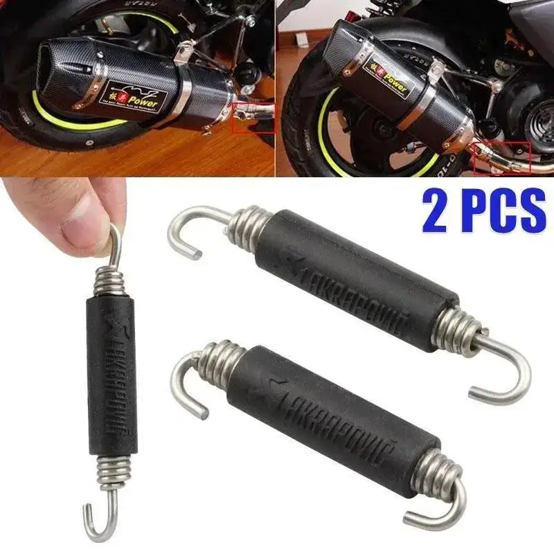 2PCS Edelstahl Universal Motorrad Schalldämpfer Auspuff Federn Haken Vorne Mitte Link Rohr Auspuff Verbinden Frühling Yoshimura