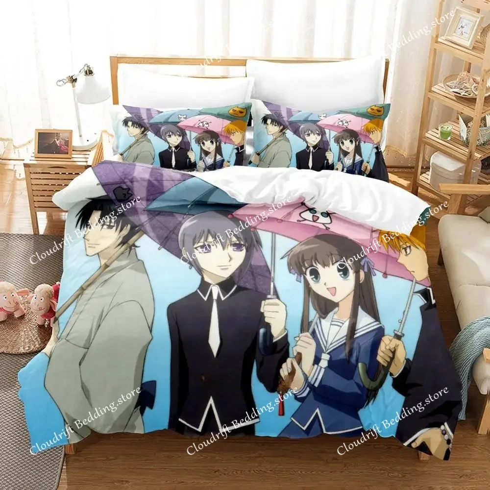 

Комплект постельного белья с 3D-принтом «Аниме Fruits Basket» для взрослых и детей: односпальный, полуторный, двуспальный, королевский размер. Комплекты пододеяльников для спальни. Домашний текстиль.