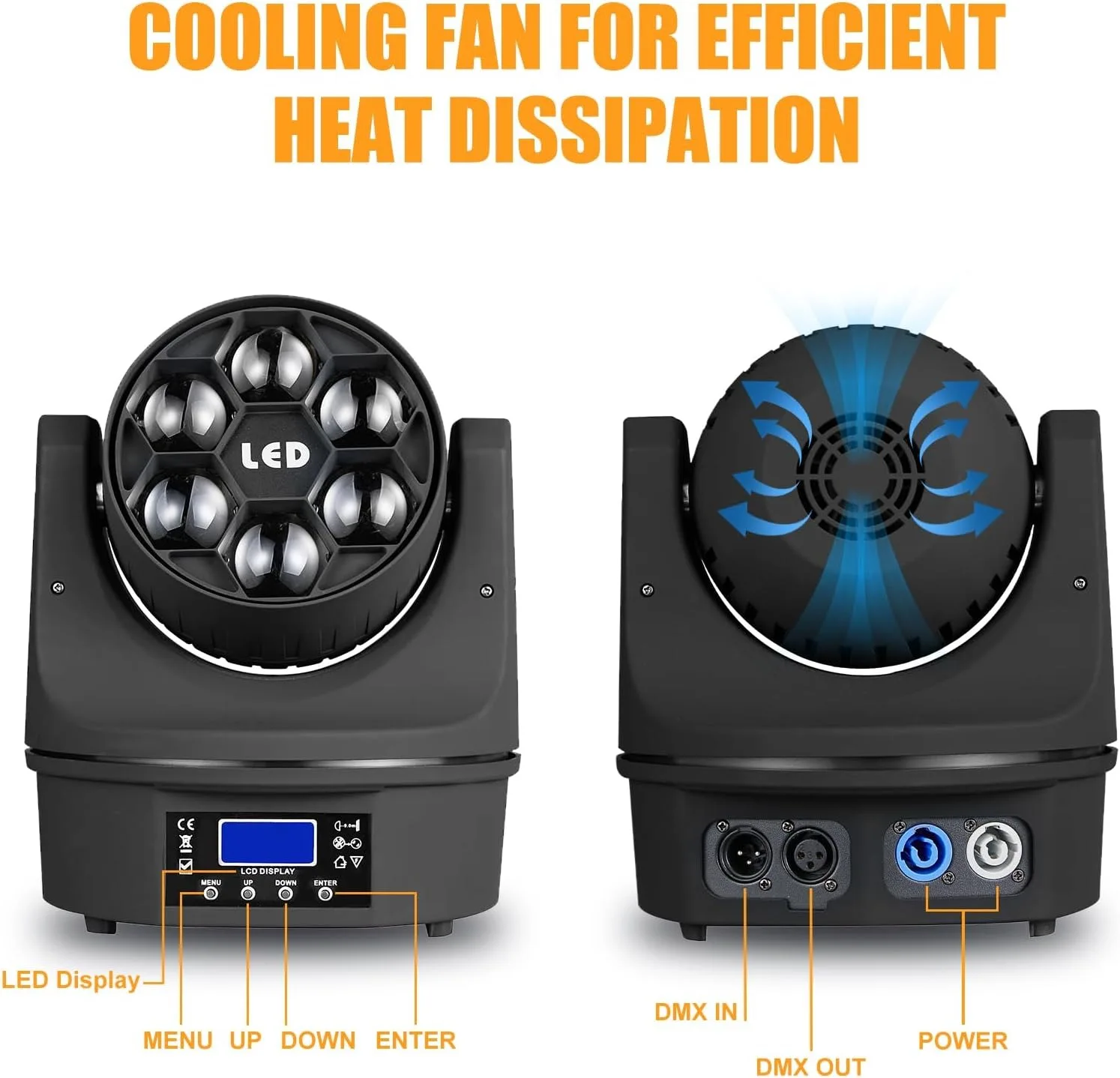6X15W Mini Bee Eye Moving Head Dj Light, 90W Led Rgbw Stage Light Rotating Beam Spot Effect, Dmx Sound Control Remote Control Suitable for Party Wedding Bar Church Performance (Rgbw 4in1)