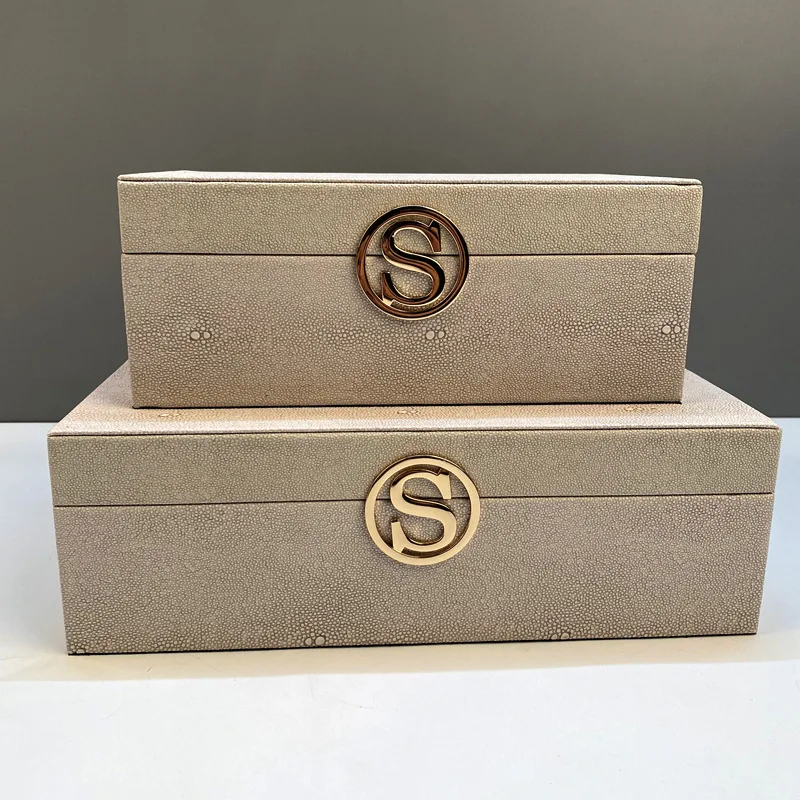 

Leather Storage Box Leather Jewelry Box Rectangle Desktop Storage Container Letter Logo Home Decoration Accessories