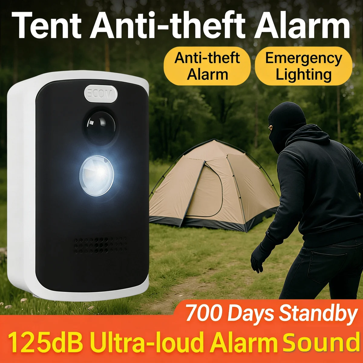 Outdoor Tent Anti-Wolf and Anti-Theft Alarm, Camping Security Electronic Sentinel, Remote Control Infrared Human Body Sensor