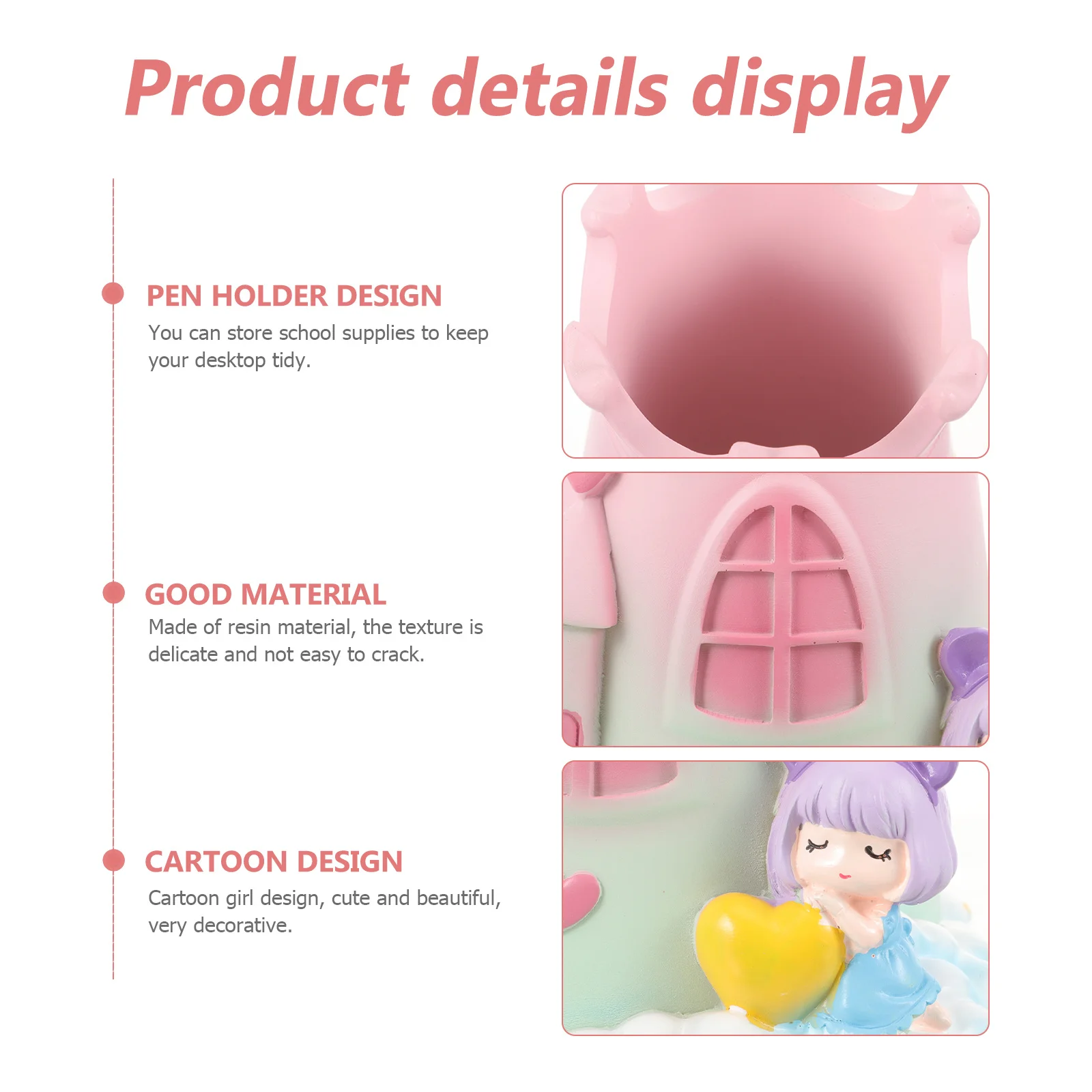 

Resin Cartoon Pen Holder Desktop Organizer Practical Pen Storage for Office Classroom Art Supplies Healing Style