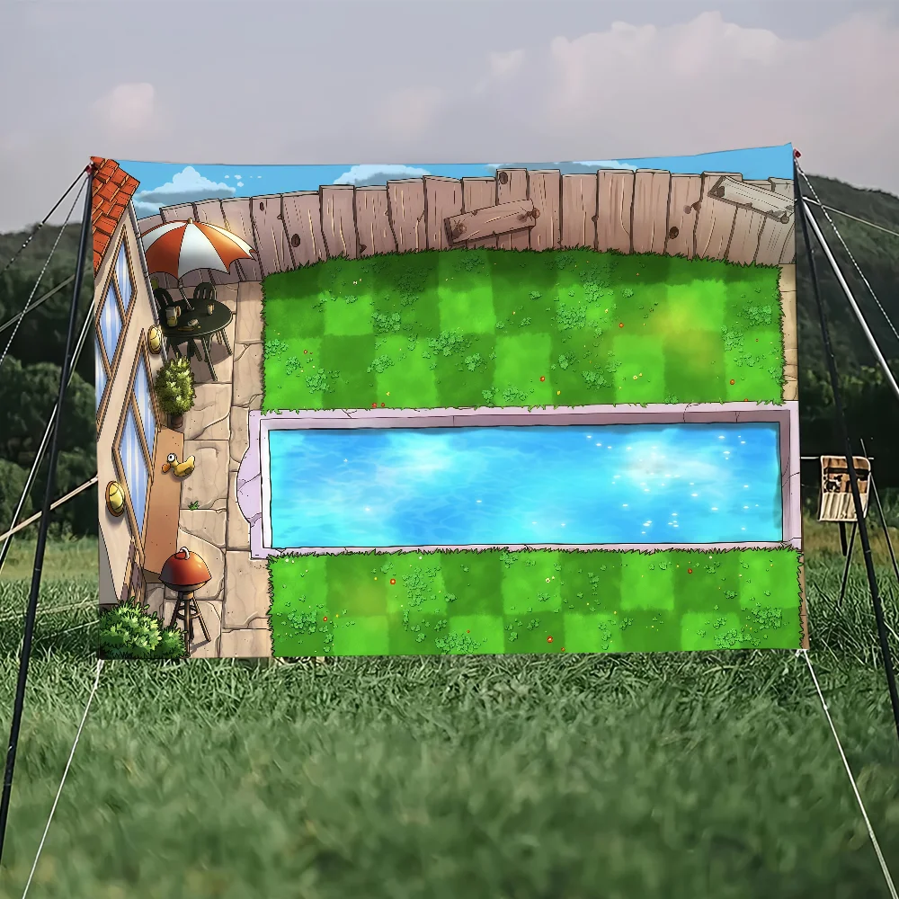 لعبة P-Plants vs Z-Zombies العلم للتخييم في الهواء الطلق بار نزهة ديكور المنزل والحفلات الحلي راية #6