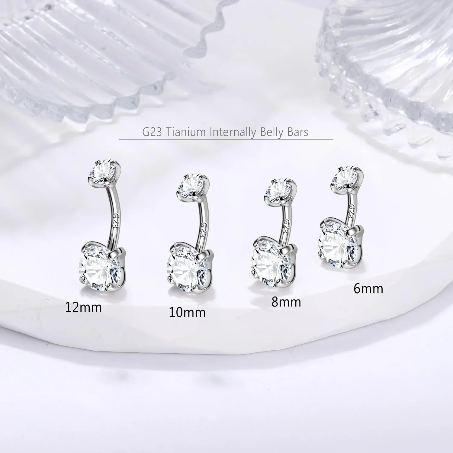 Drperfect 14G G23 Titan-Chirurgenstahl 14K vergoldete Bauchnabelringe für Damen mit Zirkonia-Nabelpiercing-Schmuck – Detail 3