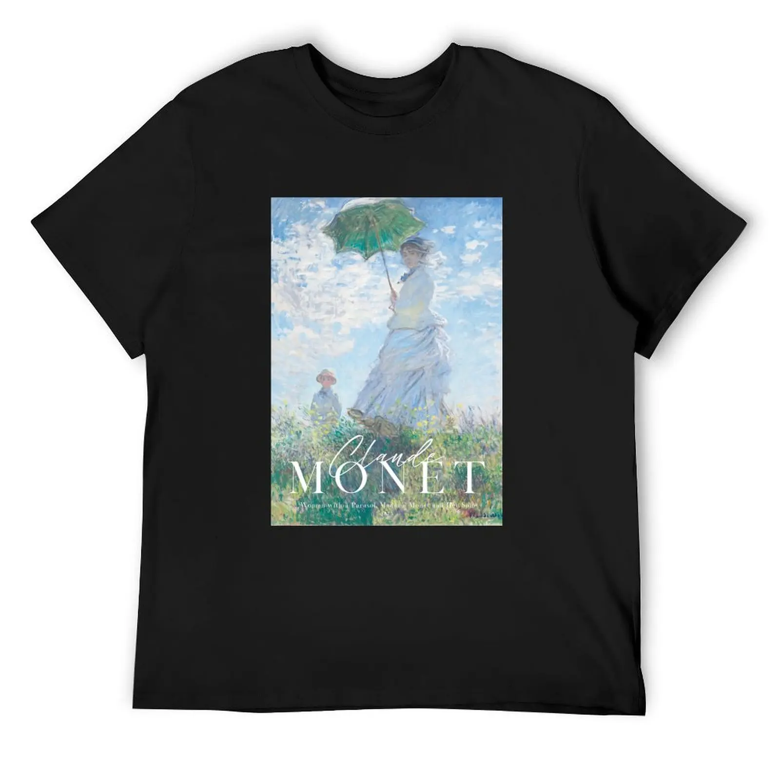 Woman with a Parasol - Madame Monet and Her Son by Claude Monet T-Shirt anime t shirts graphic tee shirt shirts men