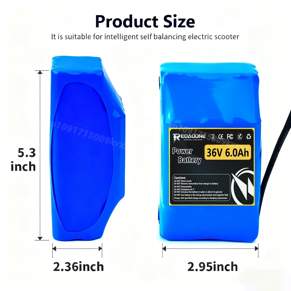 حزمة بطارية ليثيوم أيون 36 فولت 6 أمبير في الساعة 10S2P لسكوتر كهربائي هوفر بورد متين وعمر طويل وقابل لإعادة الشحن