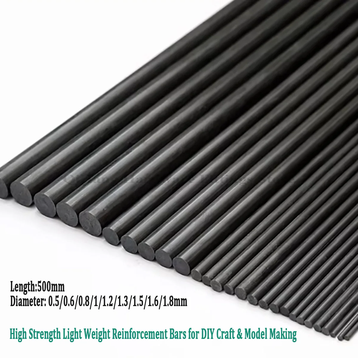 10Pcs Carbon Fiber Solid Rods 0.5-1.8mm Diameter, Reinforcement Rod High Strength Light Weight for DIY Craft & Model Making