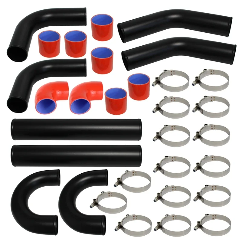 

Universal Turbo Boost Intercooler Pipe 3'' 76mm Kit 8PCS Aluminum Piping Kit