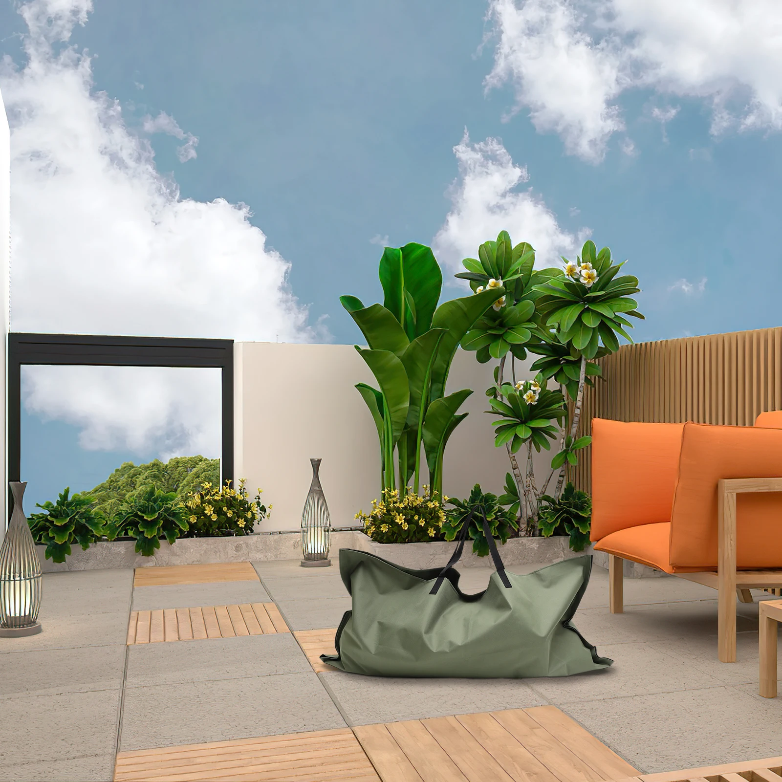 

Oxford Cloth Folding Garden Waste Bag Large Capacity Yard Leaf Bag Garden Trash Storage Holder for Yard Cleaning