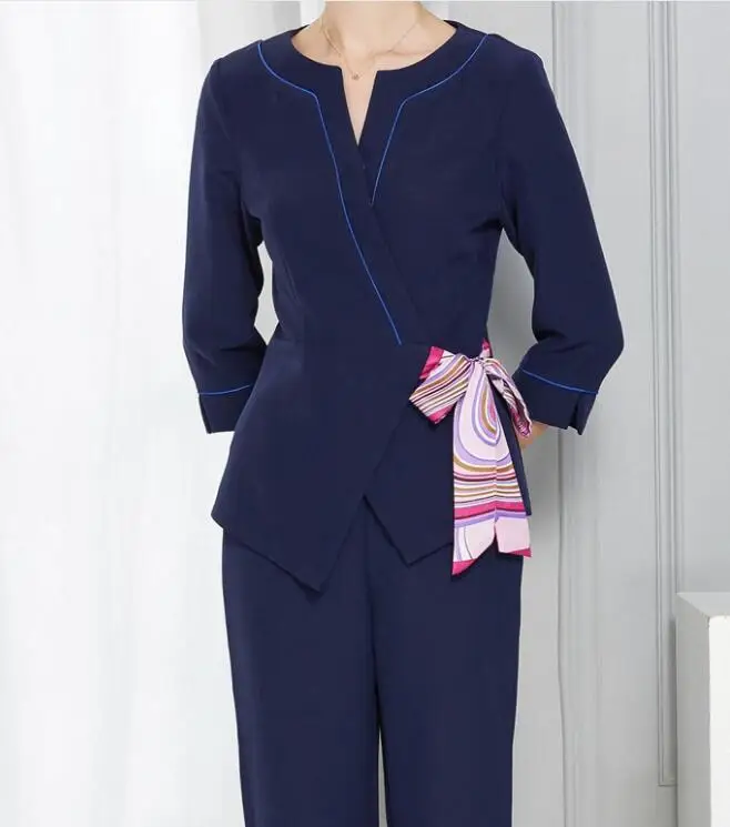 Thai SPA Uniform Women Spring Suit Work Blue Beautician