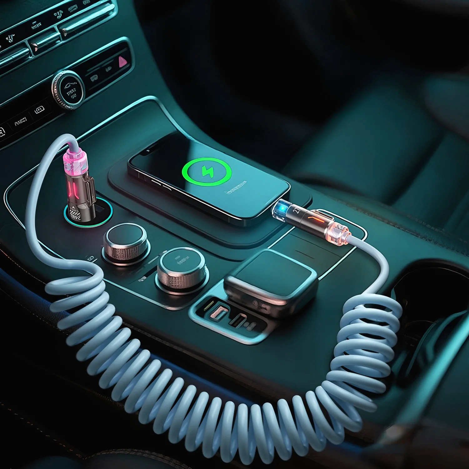 4 in 1 240 W Feder kurzes Datenkabel 6 A USB Typ C Feder Teleskop Schnellladegerät Drahtfeder USB-Kabel für iPhone 15 14 13 12